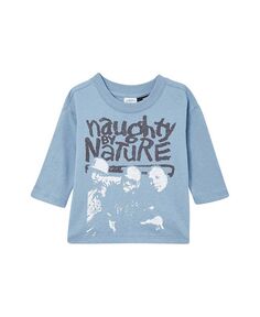 Футболка Naughty by Nature с длинными рукавами для мальчиков и девочек COTTON ON, синий
