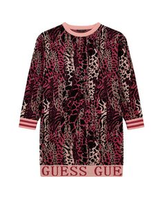 Жаккардовое платье-свитер с принтом для больших девочек и платье с логотипом GUESS, мультиколор