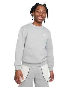 Флисовый свитшот классического кроя Big Kids Sportswear Club Nike, серый