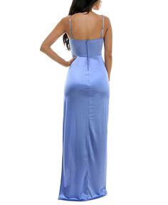 Длинное атласное платье с драпировкой спереди Emerald Sundae, синий
