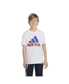 Футболка с короткими рукавами и логотипом Little Boys Clay adidas, белый