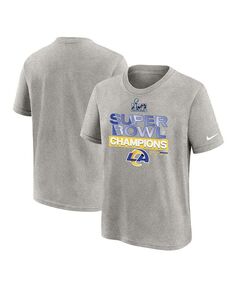 Футболка для девочек и мальчиков дошкольного возраста Хезер Грей Los Angeles Rams Super Bowl LVI Champions Locker Room Trophy Collection Nike, серый