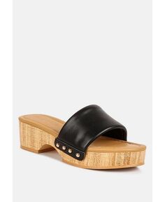 Женские кожаные сандалии без шнуровки на текстурированном каблуке Rag &amp; Co, черный