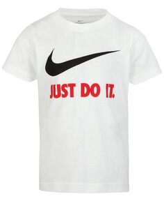 Футболка с короткими рукавами Little Boys Swoosh Just Do It Nike, белый/красный