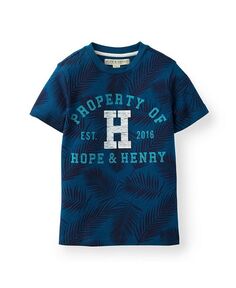 Футболка с короткими рукавами и рисунком для маленьких мальчиков Hope &amp; Henry, синий