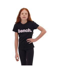 Футболка с логотипом Leora для девочек Bench DNA, черный