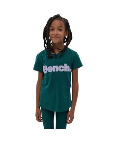 Футболка с логотипом Leora для девочек Bench DNA, зеленый