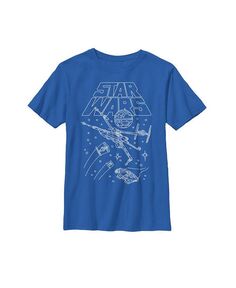 Футболка с рисунком Звездные войны для мальчиков: Сокол тысячелетия и Космическая линия Disney Lucasfilm, синий