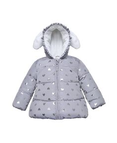 Зимнее пальто-пуховик на мягкой флисовой подкладке для маленьких девочек Rokka&amp;Rolla, серый Rokka&Rolla