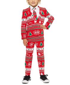 Зимний рождественский костюм Страна чудес для мальчиков OppoSuits, красный