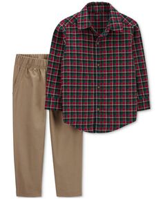 Хлопковая клетчатая рубашка на пуговицах и брюки для маленьких мальчиков, комплект из 2 предметов Carter&apos;s, мультиколор Carters