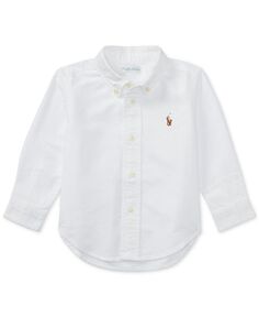 Хлопковая оксфордская рубашка на пуговицах для маленьких мальчиков Polo Ralph Lauren, белый