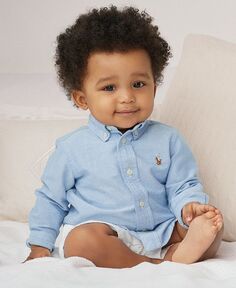 Хлопковая оксфордская рубашка на пуговицах для маленьких мальчиков Polo Ralph Lauren, синий