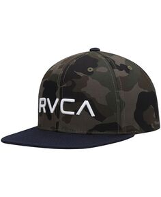Камуфляжная шляпа для больших мальчиков и девочек, темно-синяя кепка Snapback из твила RVCA, зеленый