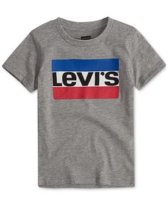 Хлопковая футболка с круглым вырезом с логотипом Big Boys Levi&apos;s, серый Levis