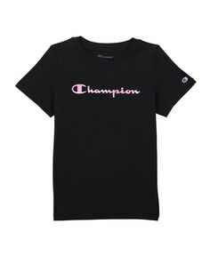 Классическая футболка с короткими рукавами для маленьких девочек Champion, черный