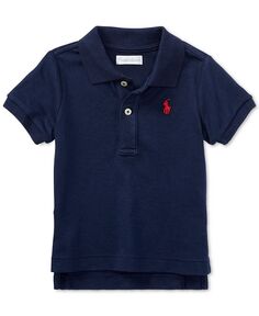 Хлопковая рубашка-поло с короткими рукавами для маленьких мальчиков Polo Ralph Lauren, синий
