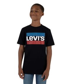 Хлопковая футболка с круглым вырезом с логотипом Big Boys Levi&apos;s, черный Levis