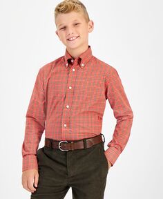 Классическая рубашка с длинными рукавами классического кроя для больших мальчиков Brooks Brothers, красный