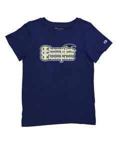 Классическая футболка с короткими рукавами для больших девочек Champion, синий