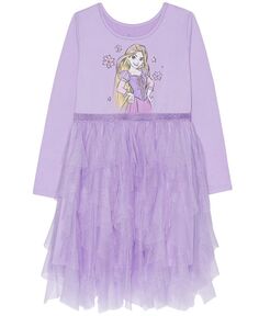 Каскадное сетчатое платье-пачка с длинными рукавами Rapunzel Love для маленьких девочек Disney, фиолетовый