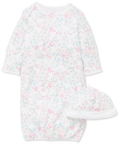 Хлопковая шапка и платье с цветочным принтом для маленьких девочек, комплект из 2 предметов Little Me, розовый