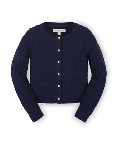 Классический свитер-кардиган с длинными рукавами из органического хлопка для девочек, для малышей Hope &amp; Henry, синий