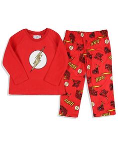 Классический пижамный комплект с логотипом Flash для мальчиков и девочек реглан для сна DC Comics, красный
