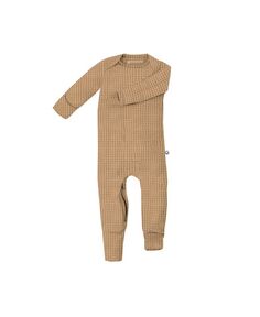 Комбинезон для маленьких мальчиков и девочек, вафельная пижама-трансформер Gunamuna, коричневый/бежевый