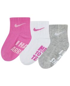 Хлопковые носки Verbiage Gripper для маленьких мальчиков и девочек, 3 шт. Nike, розовый