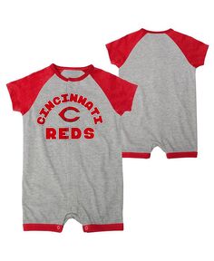 Комбинезон с длинными кнопками и реглан для мальчиков и девочек Heather Grey Cincinnati Reds Extra Base Hit Outerstuff, серый