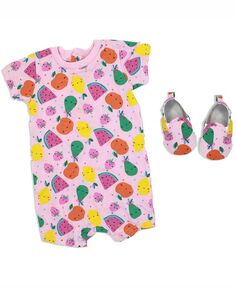 Комбинезон с короткими рукавами и обувь в фруктовом стиле для маленьких девочек, комплект из 2 предметов Lily &amp; Jack, мультиколор