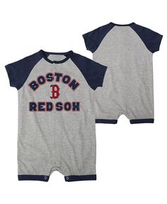 Комбинезон с длинными кнопками для мальчиков и девочек Heather Grey Boston Red Sox Extra Base Hit реглан Outerstuff, серый