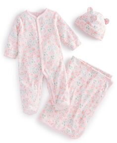 Комбинезон, шапка и одеяло для маленьких мальчиков и девочек, подарочный набор из 3 предметов First Impressions, розовый