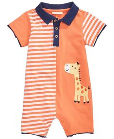 Хлопковый комбинезон с изображением жирафа, для маленьких мальчиков First Impressions, оранжевый
