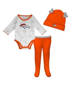 Комбинезон-комбинезон со штанами и шапкой Denver Broncos Dream Team для новорожденных белого и оранжевого цвета Outerstuff, белый/оранжевый