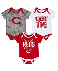 Комплект боди из трех предметов Game Time для новорожденных, Cincinnati Reds, красный, белый и серый с меланжевым отливом Outerstuff, мультиколор