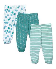 Комплект детских штанов унисекс без застежек для новорожденных, 3 шт. Spasilk, зеленый
