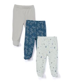 Комплект детских штанов унисекс без застежек для новорожденных, 3 шт. Spasilk, синий