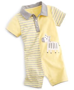 Хлопковый солнцезащитный комбинезон с рисунком зебры для маленьких мальчиков First Impressions, желтый