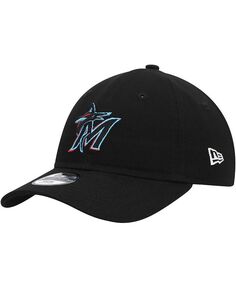 Черная Гибкая кепка Miami Marlins Core Classic 9Twenty для больших мальчиков и девочек New Era, черный