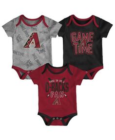 Комплект боди из трех частей Game Time для новорожденных Arizona Diamondbacks красного, черного и серого цвета Outerstuff, мультиколор
