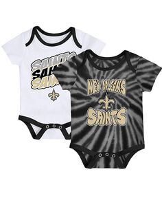 Комплект боди черного и белого цвета New Orleans Saints Monterey Tie Dye для новорожденных, состоящий из 2 штук Outerstuff, черный