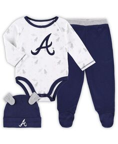 Комплект из боди Atlanta Braves Dream Team, шляпы и брюк на ножках для новорожденных Outerstuff, синий