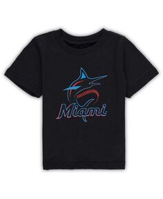 Черная футболка с основным логотипом команды Miami Marlins Team Crew для новорожденных и девочек Outerstuff, черный