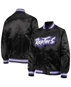 Черная классическая атласная куртка с длинными кнопками реглан для больших мальчиков Toronto Raptors Mitchell &amp; Ness, черный