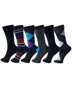 Комплект из 6 мужских хлопковых классических носков до середины икры с узором Argyle Solids Alpine Swiss, черный