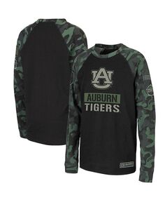Черная камуфляжная футболка Big Boys Auburn Tigers OHT в стиле милитари с надписью реглан и длинными рукавами Colosseum, черный/камуфляжный