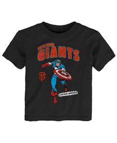 Черная футболка команды San Francisco Giants Team Captain America Marvel для новорожденных Outerstuff, черный