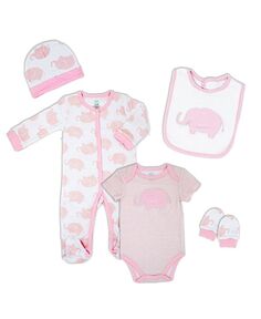 Комплект из 5 предметов для маленьких девочек со слоном Baby Mode Signature, розовый